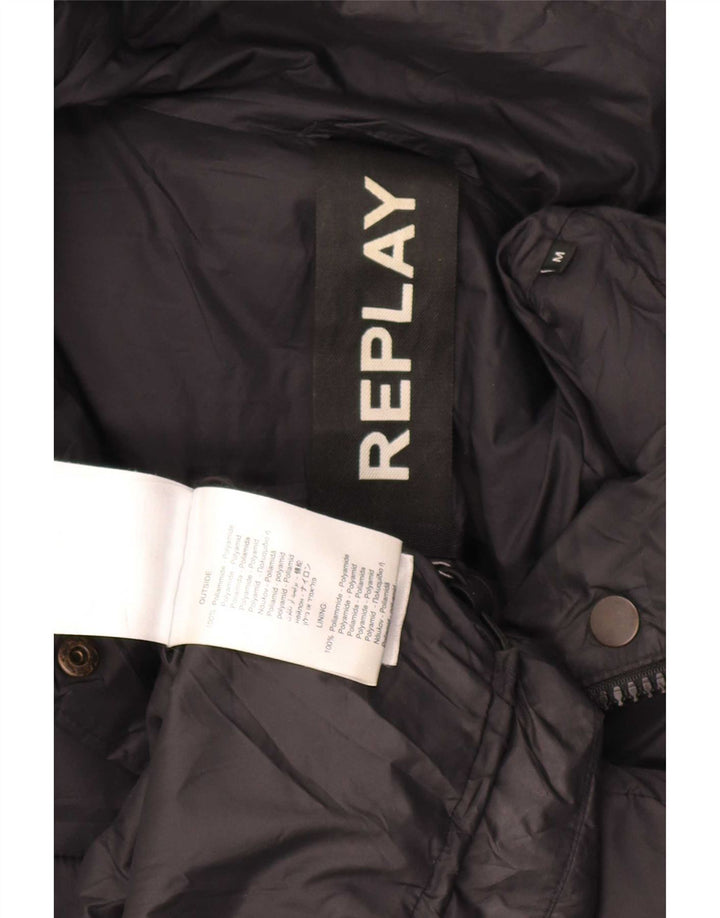 Chaqueta acolchada gráfica para mujer Replay UK 44 Mediana Poliamida negra