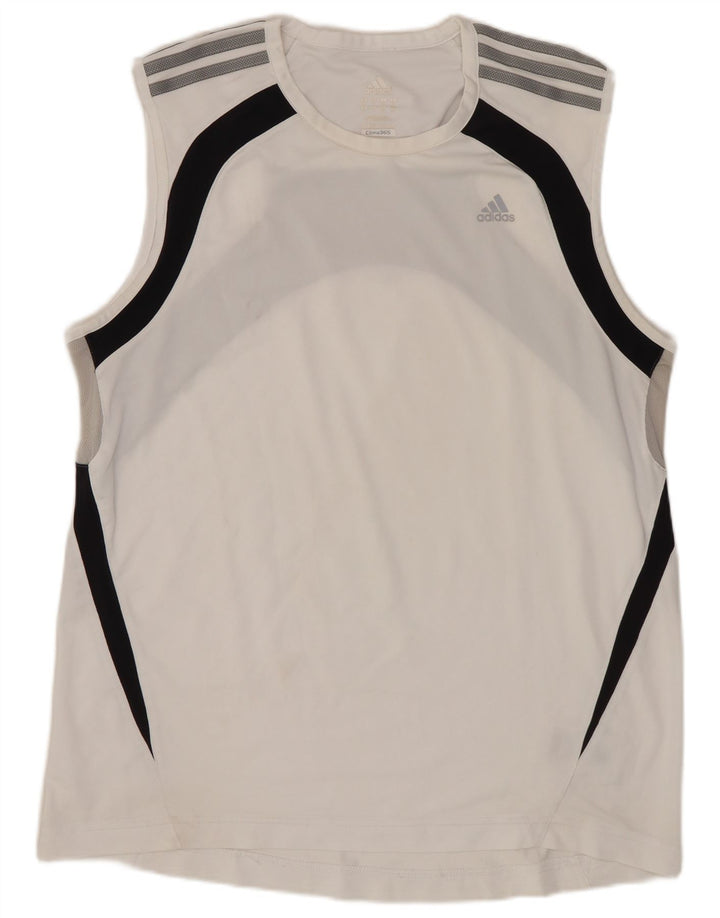 Adidas Mens Climacool Vest Top Grande Blanco Colorblock Poliéster