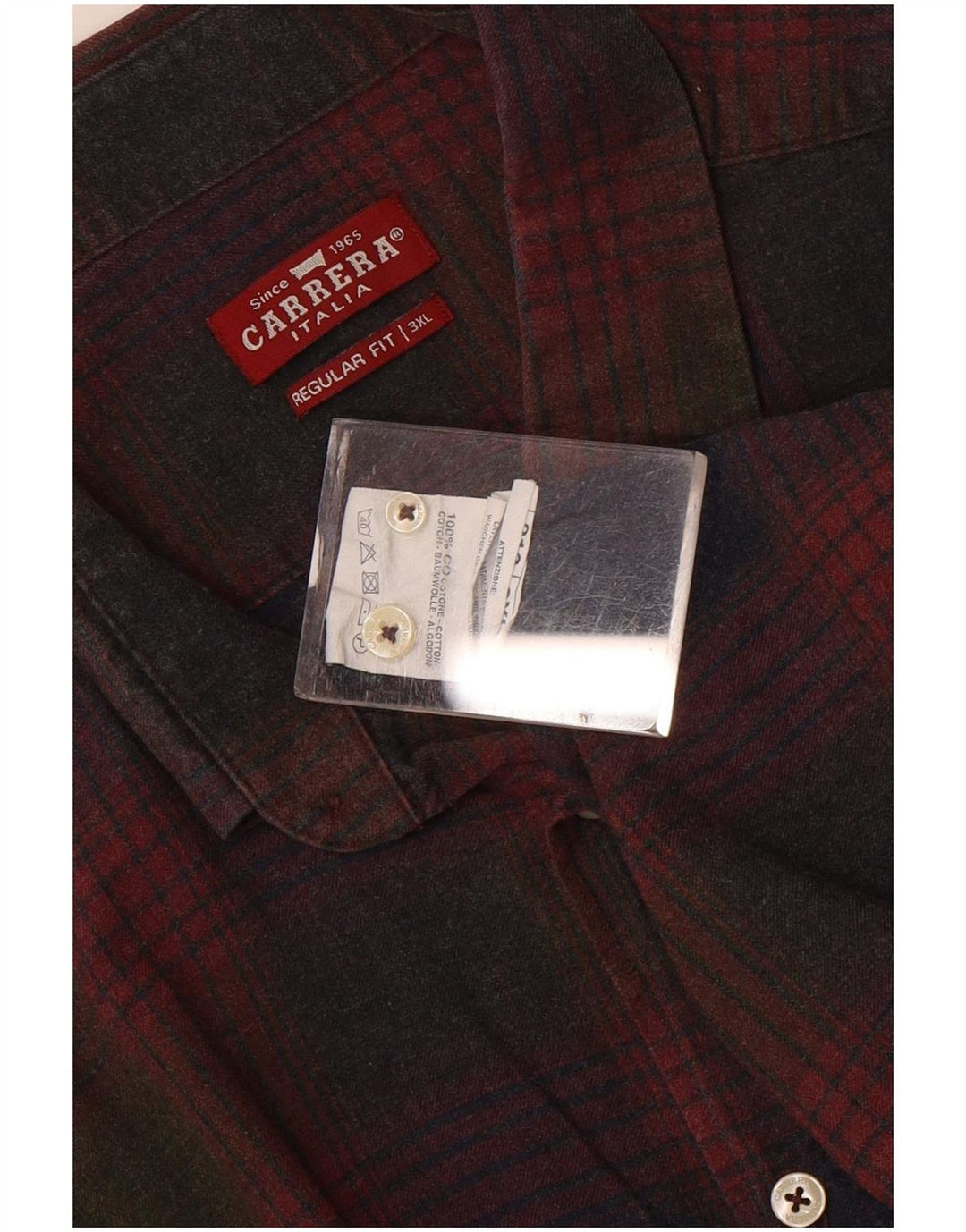 Camisa Carrera Regular Fit para hombre 3XL Algodón a cuadros rojos