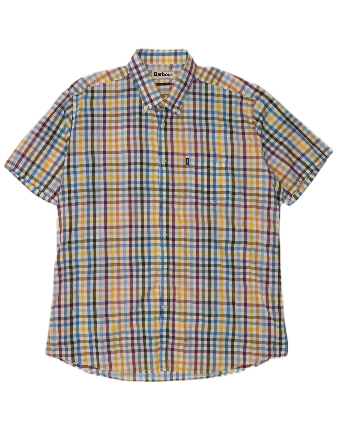 Barbour Camisa De Manga Corta Para Hombre 3XL Algodón Vichy Multicolor Clásico