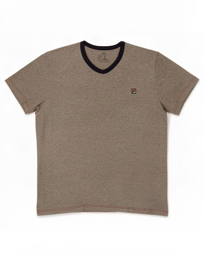 Fila Camiseta para hombre Top grande de algodón moteado gris