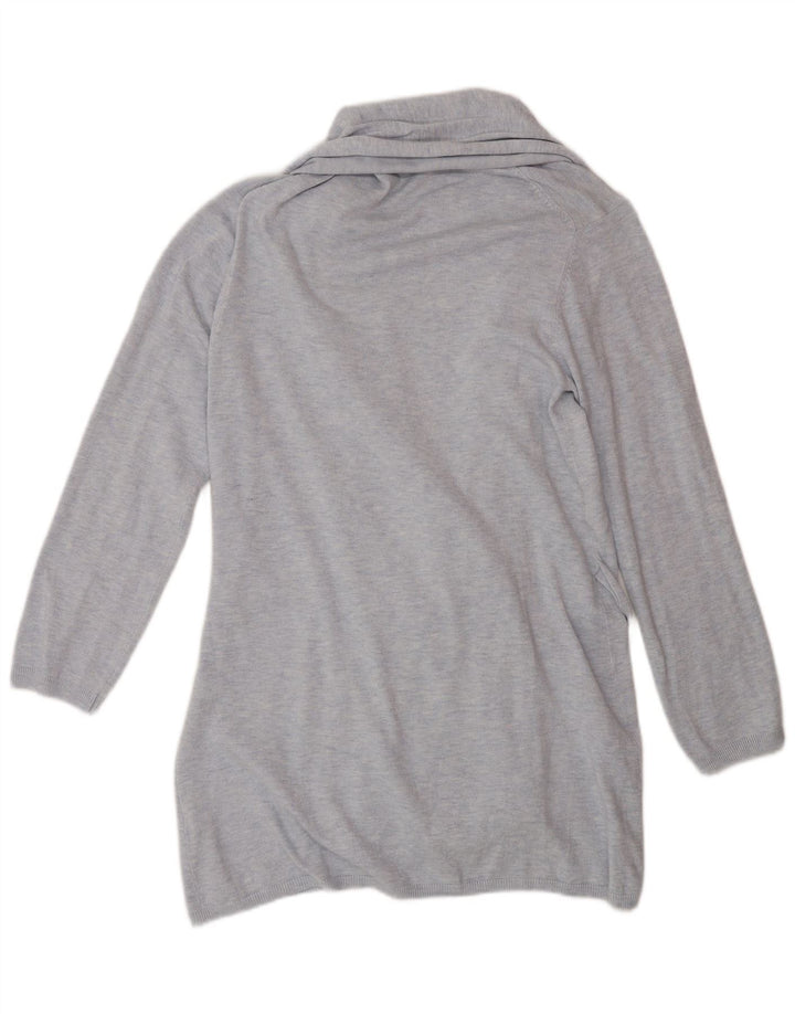 Zara Mujer Jersey Cárdigan Largo UK 44 Viscosa Azul Medio