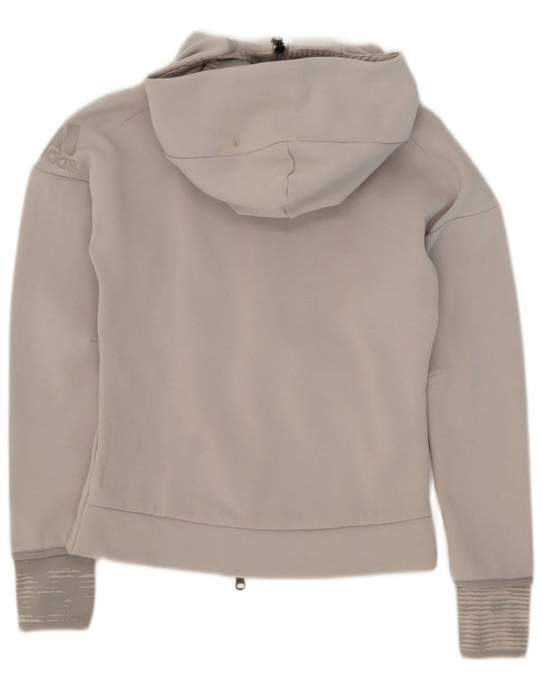 Adidas Sudadera con capucha y cremallera para mujer UK 6 XS Gris