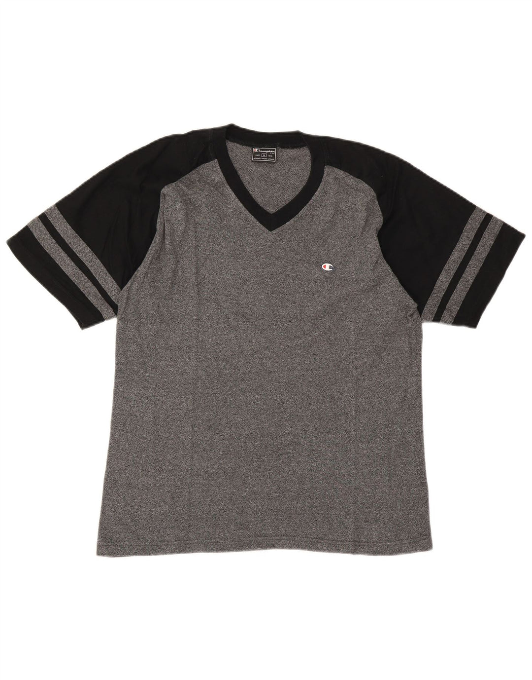 Champion Camiseta para hombre Top gris medio de algodón con bloques de color