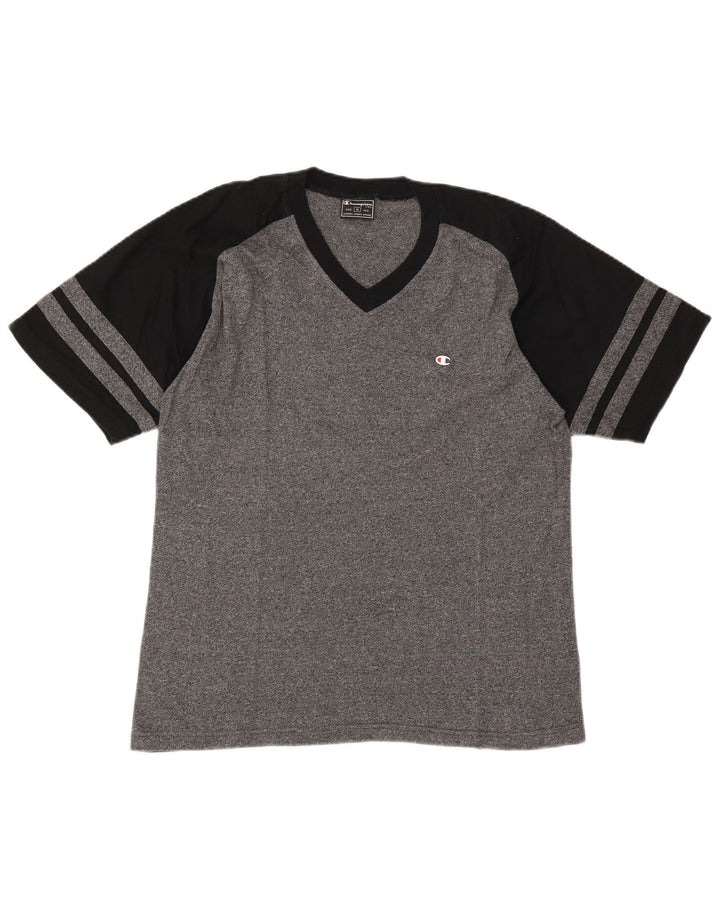 Champion Camiseta para hombre Top gris medio de algodón con bloques de color