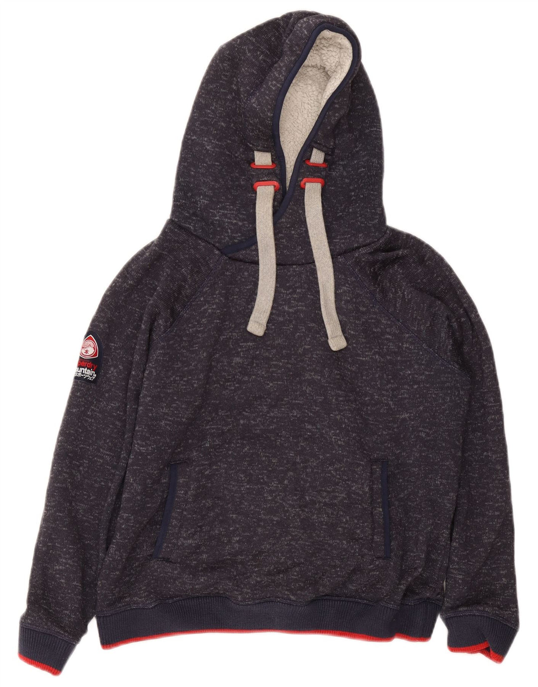 Superdry Jersey con capucha para mujer UK 40 XL Poliéster moteado en azul marino