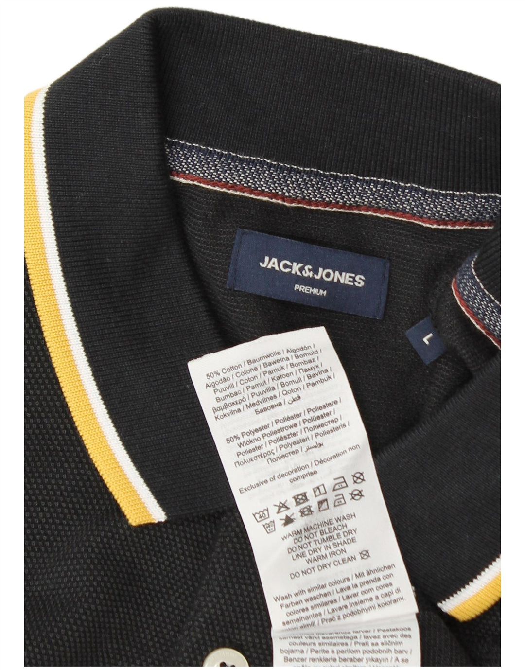 Polo Jack & Jones para hombre de algodón negro grande