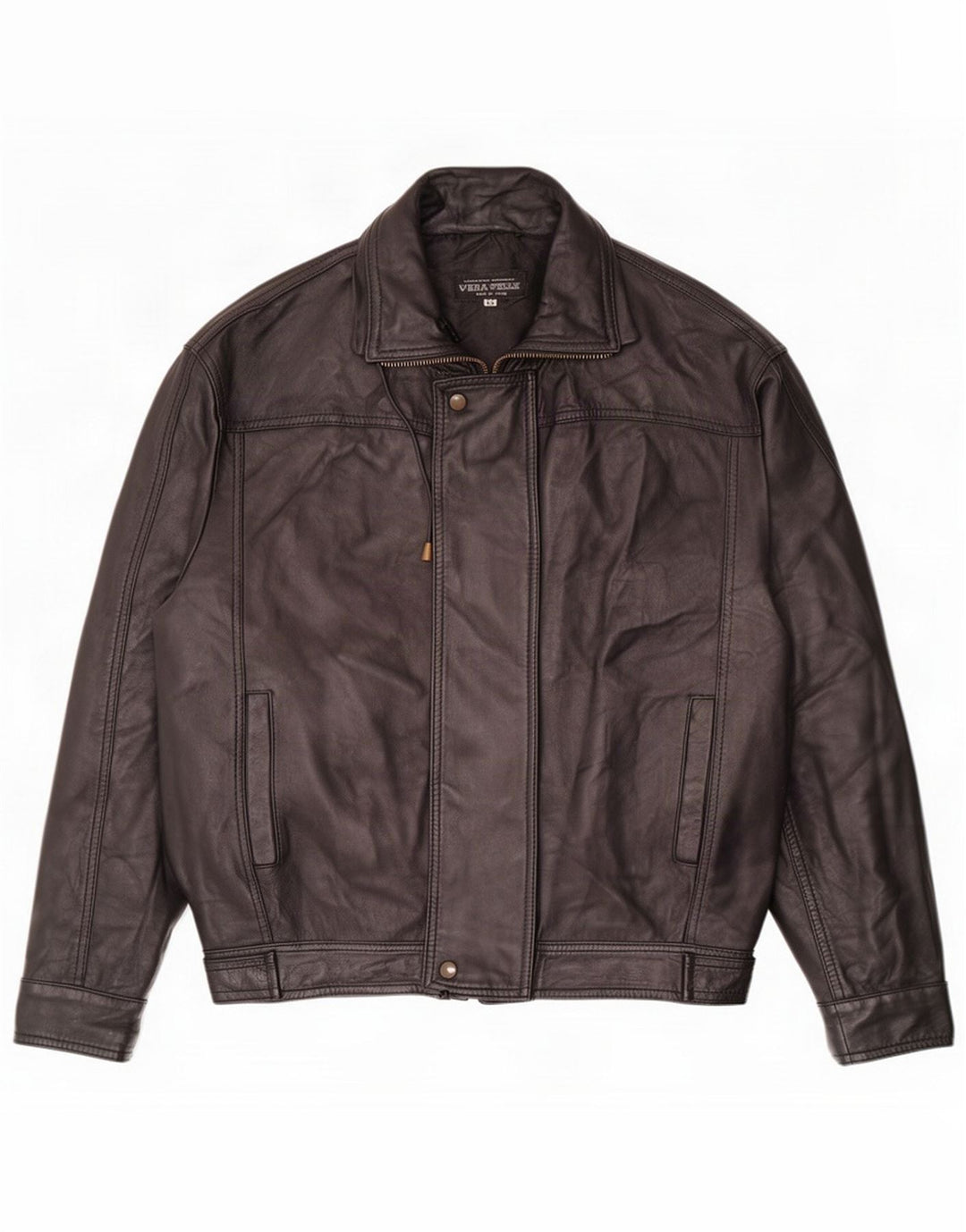 Chaqueta de cuero vintage para hombre IT 48 Medium Black