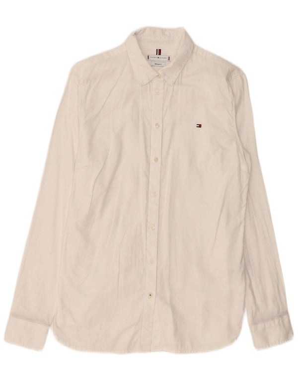 TOMMY HILFIGER Camisa de corte regular para mujer UK 8 Small White Cotton