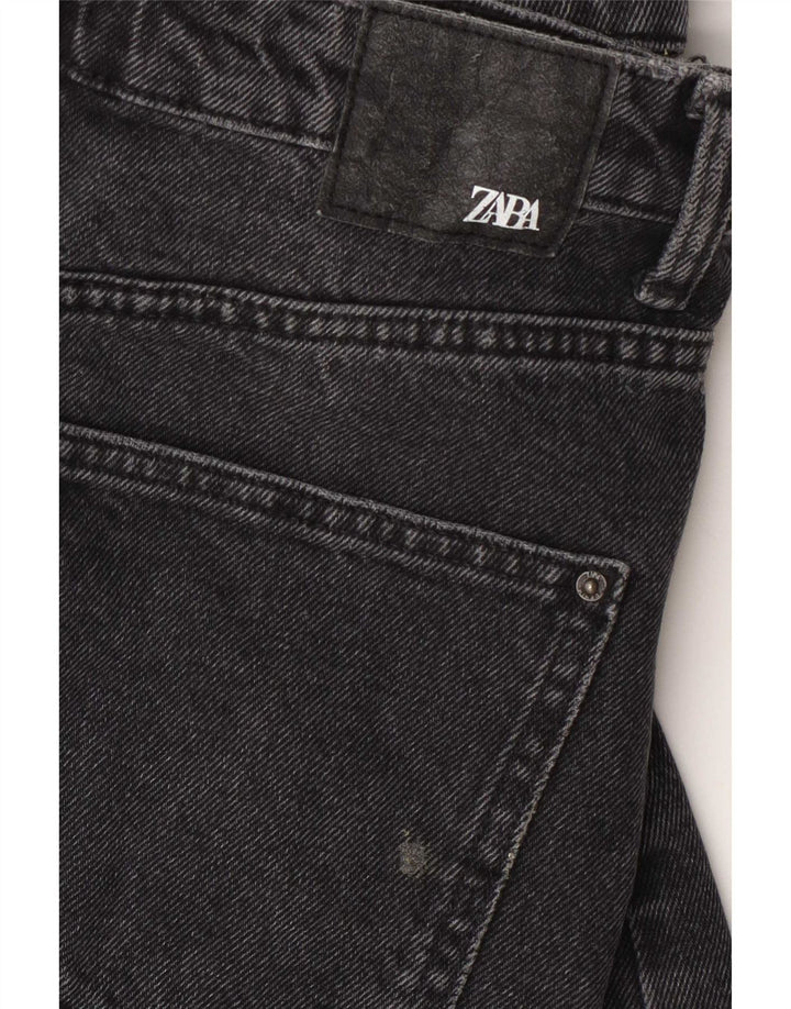 Zara Mujer Shorts Denim De Cintura Alta Mediano W30 Gris
