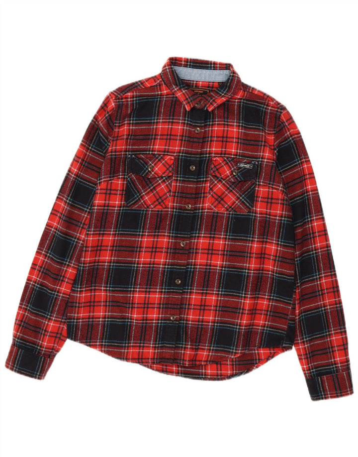 SUPERDRY Camisa de franela para mujer UK 8 Small Red Check Cotton