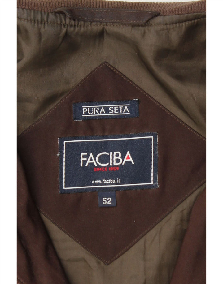 Faciba Chaqueta Bomber Hombre IT 52 XL Seda Marrón