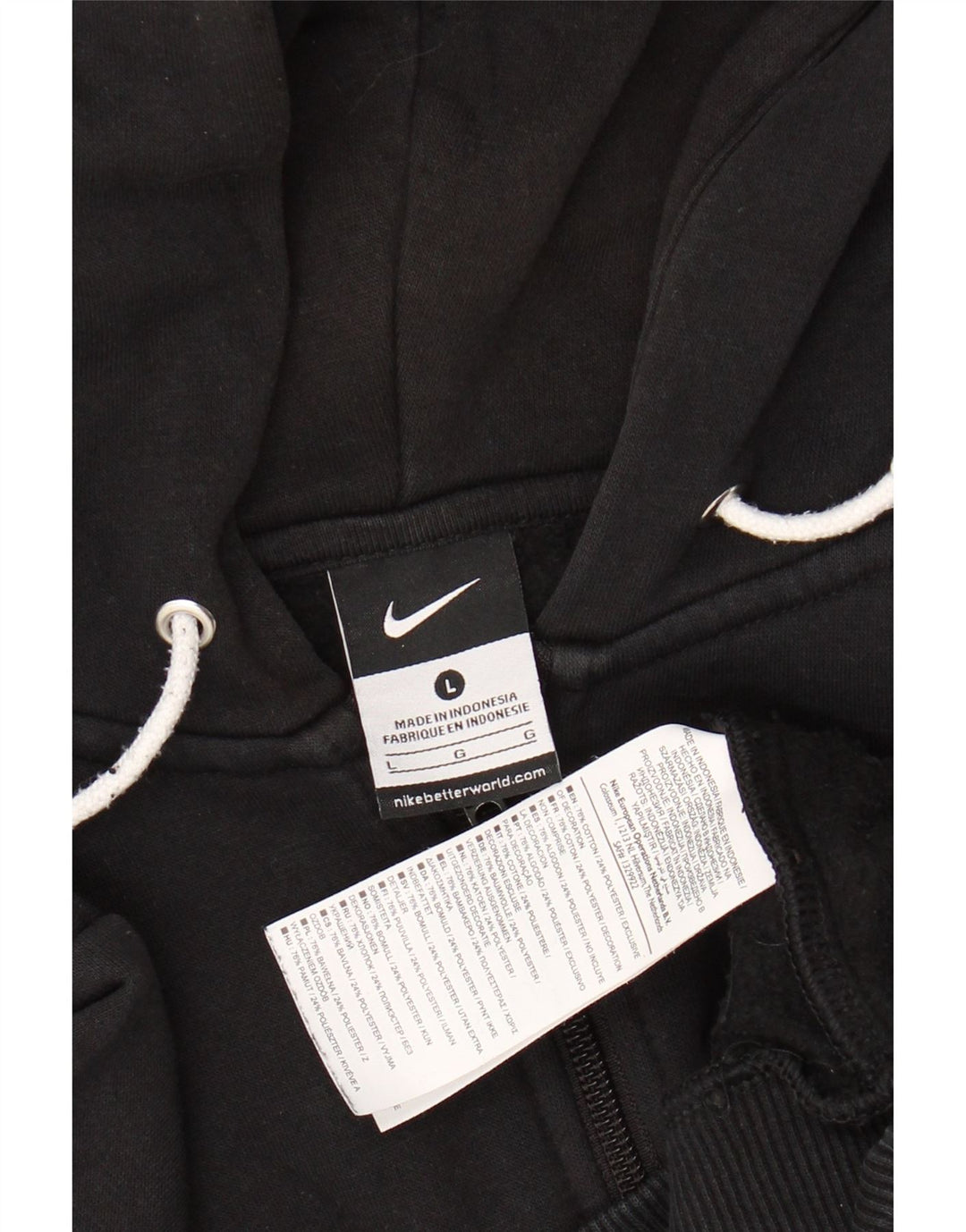 NIKE Sudadera con capucha y cremallera para hombre, talla grande, algodón negro
