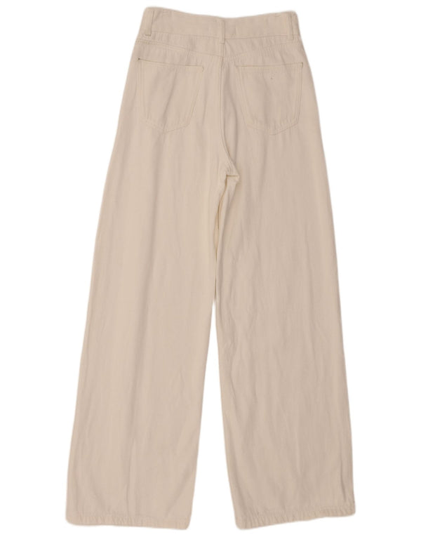 Zara Vaqueros de pierna ancha y cintura alta para mujer EU 36 XS W26 L31 Algodón blanco