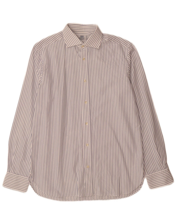 Boggi Camisa Milano a medida para hombre Talla 40 15 3/4 Mediana Raya blanca