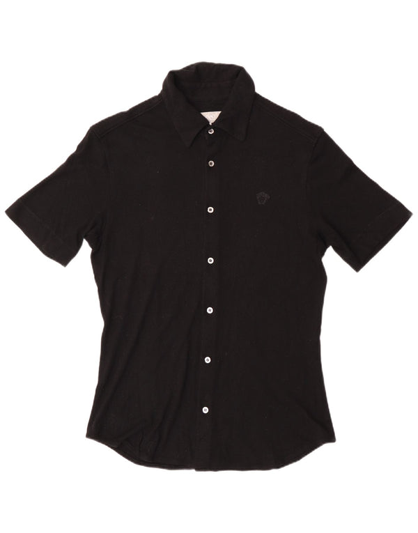 Versace Camisa de manga corta para mujer UK 44 Grande Negro