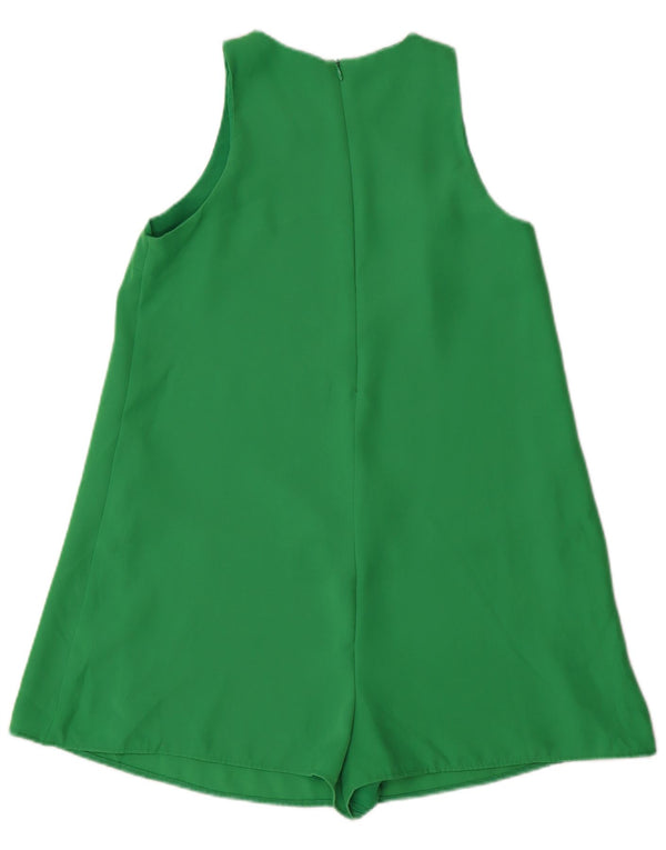 Zara Mujer Mono Corto Sin Mangas UK 40 Pequeño Poliéster Verde