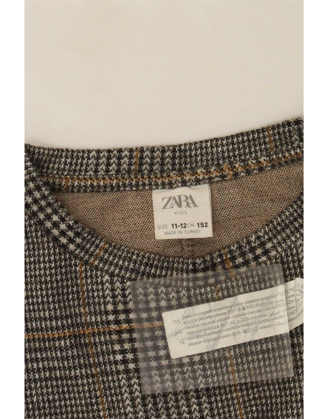 Zara Sudadera Niña Jumper 11-12 Años Gris Cuadros Poliéster