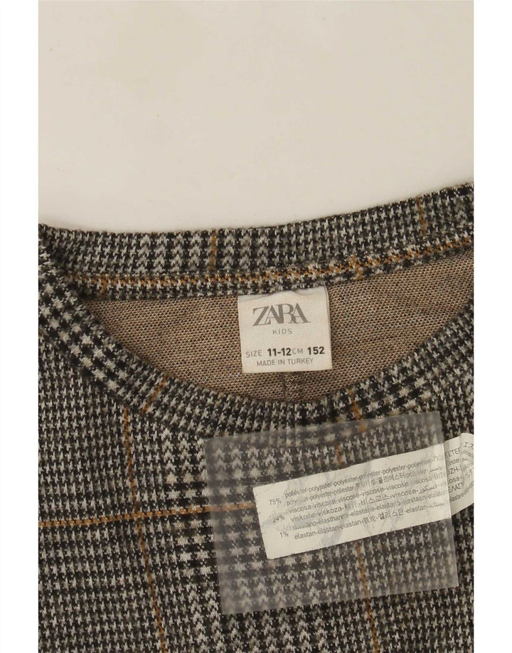 Zara Sudadera Niña Jumper 11-12 Años Gris Cuadros Poliéster