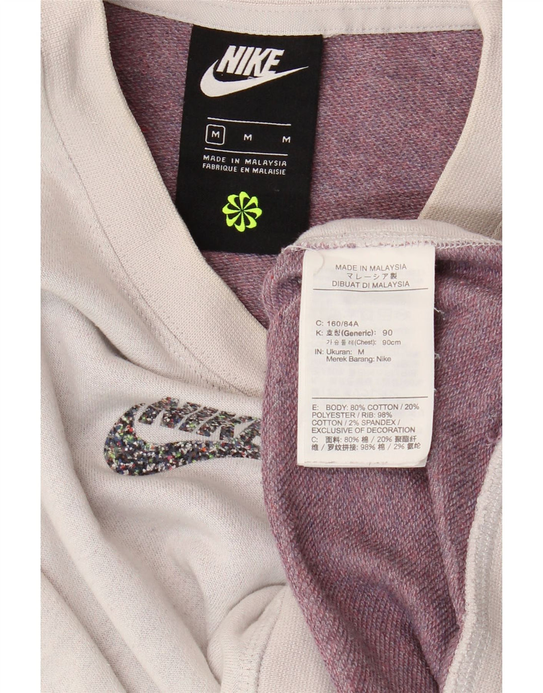 Nike - Sudadera corta extragrande para mujer, talla 40, algodón gris medio