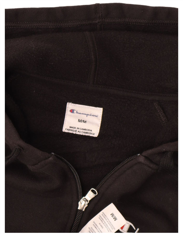 Champion Sudadera con capucha y cremallera para hombre Suéter mediano de algodón negro
