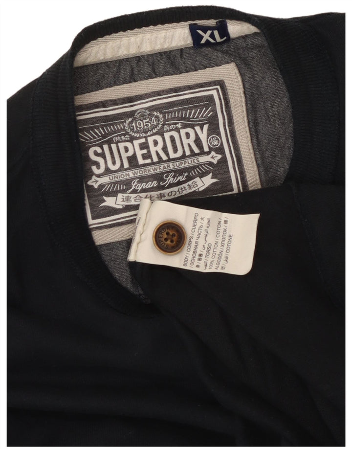 Superdry Hombre Graphic Top Manga Larga XL Algodón Azul Marino