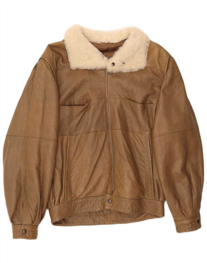 Aicad Chaqueta De Piel Extragrande Mujer IT 44 Marrón Medio
