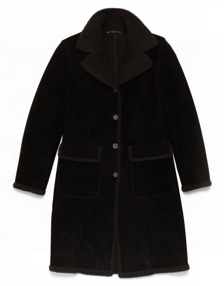 Sisley Abrigo Sherpa para Mujer UK 10 Small Poliéster Negro