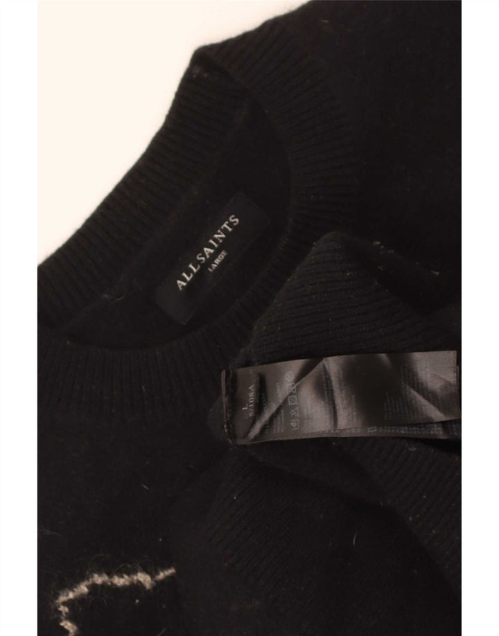 All Saints Jersey de cuello redondo para mujer UK 46 Large Black Wool