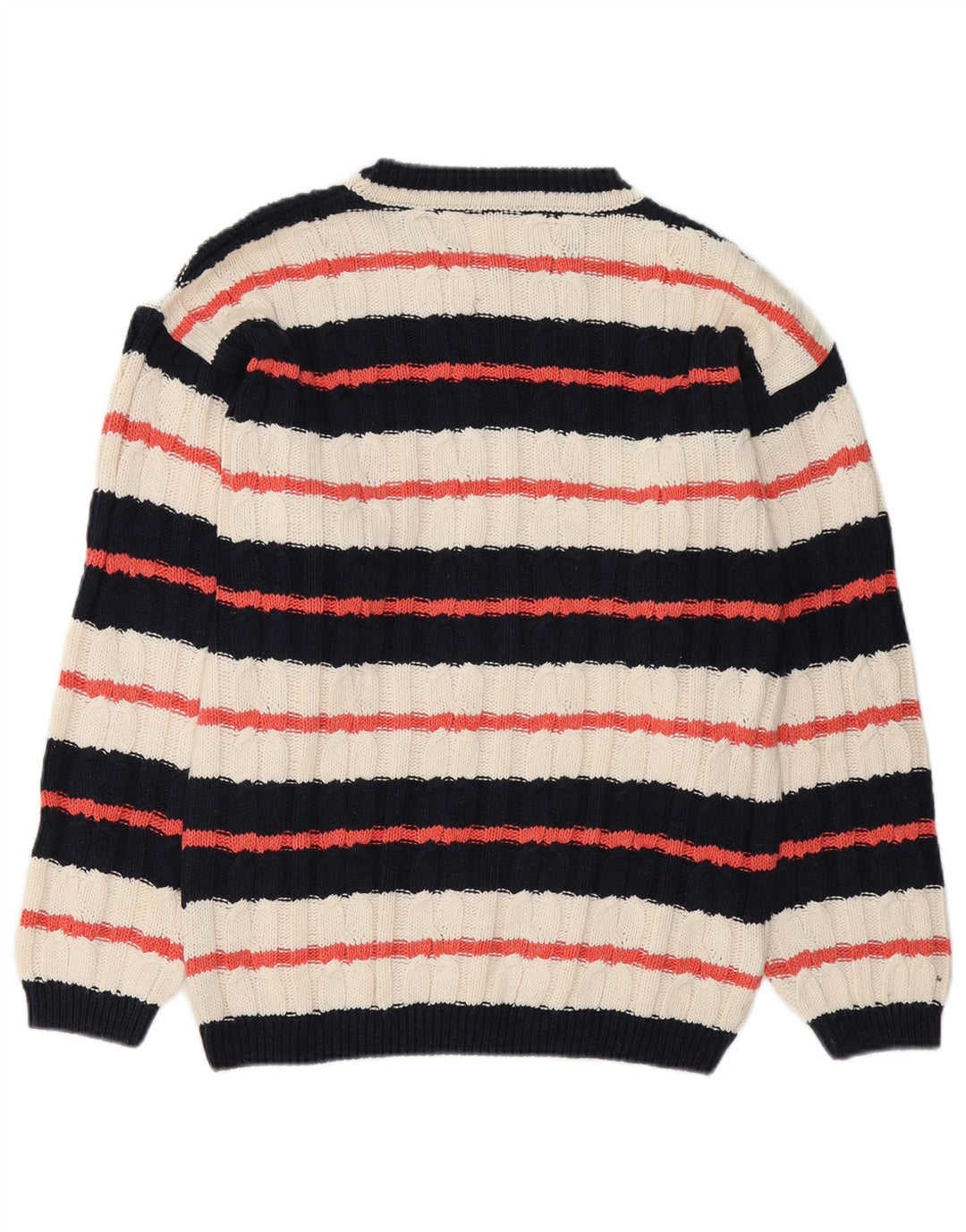 Vintage hombres barco cuello jumper suéter medio multicolor rayas