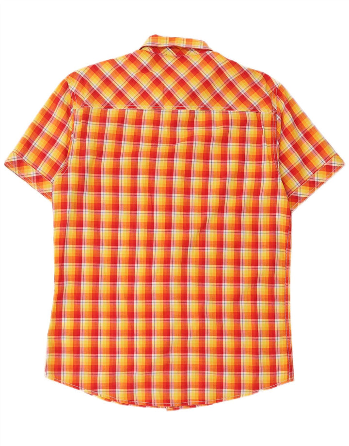 Mustang Camisa De Manga Corta Para Hombre Small Yellow Check Cotton