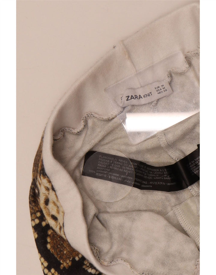 Zara Leggings para mujer Reino Unido 42 Marrón medio Estampado animal Poliéster