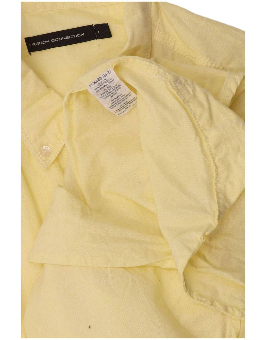 French Connection Camisa de manga corta para hombre de algodón amarillo grande