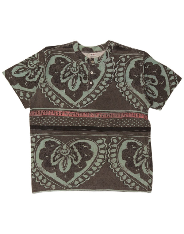 Ellesse Camiseta gráfica para hombre Top grande de algodón floral gris