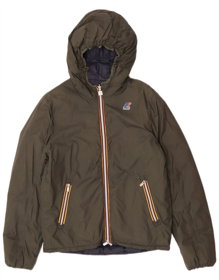 K-Way Chaqueta acolchada reversible con capucha para hombre UK 38 Poliamida verde medio