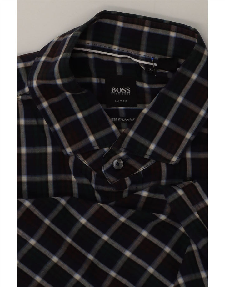 Camisa Hugo Boss Hombre Slim Fit XL Cuadros Multicolor