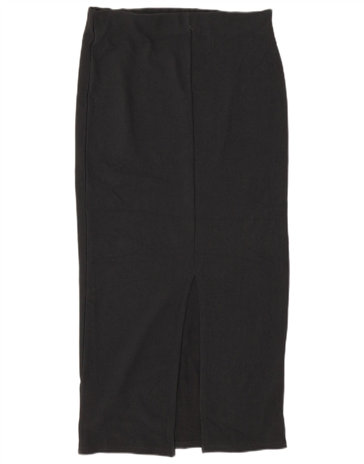 Zara Mujer Falda Midi De Cintura Alta Grande W30 Poliéster Negro
