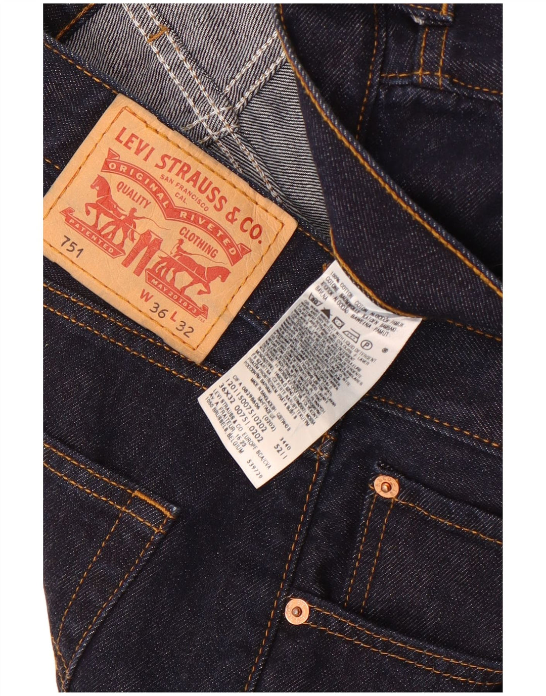 Levi's Jeans recortados 751 para hombre W36 L26 Algodón azul marino