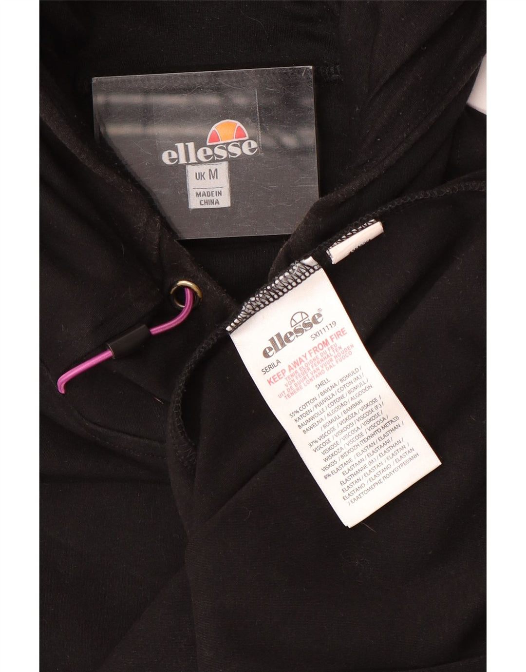 Ellesse Hombre Sudadera Con Capucha Gráfica Jersey De Algodón Negro Mediano