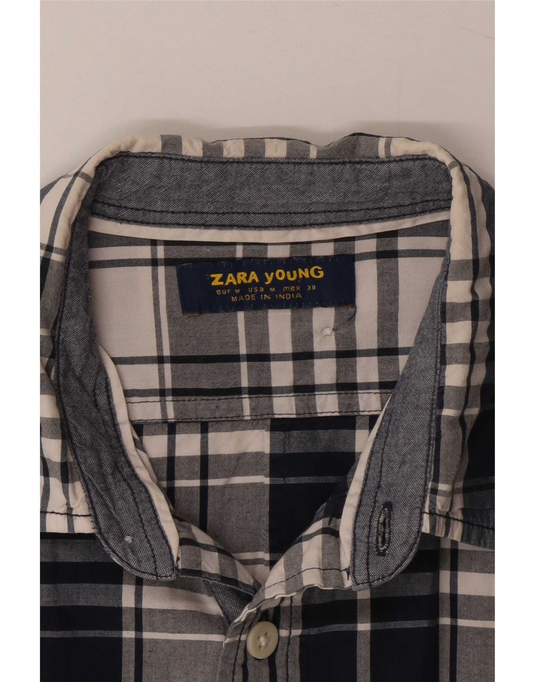 Camisa Zara Hombre Azul Medio Cuadros