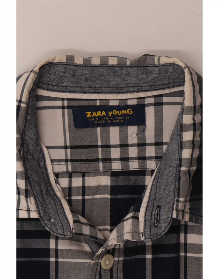 Camisa Zara Hombre Azul Medio Cuadros
