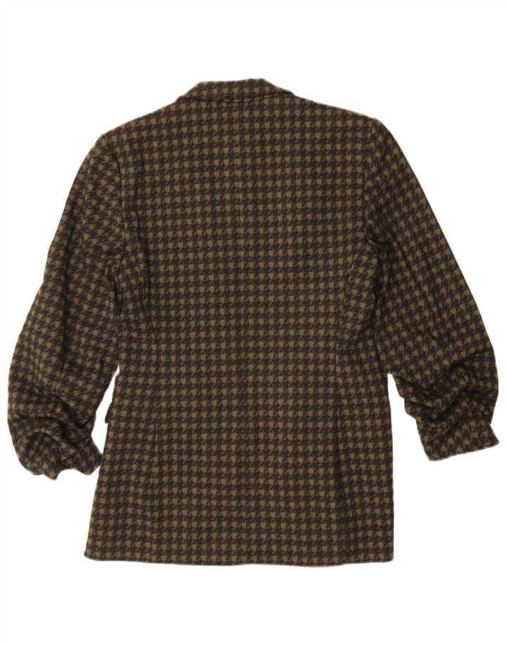 Marks & Spencer Chaqueta tipo blazer abierta para mujer UK 10 Small Khaki Houndstooth