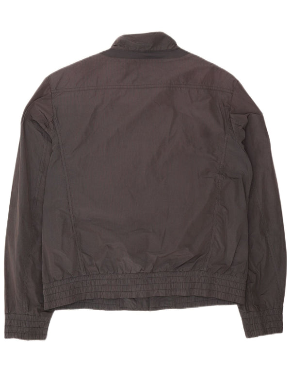 Geox Mens Respira Bomber Jacket UK 40 Large Gris Pinstripe Poliéster