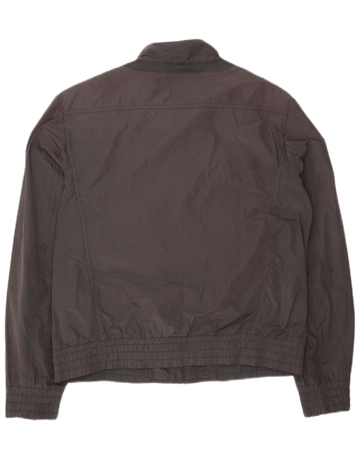 Geox Mens Respira Bomber Jacket UK 40 Large Gris Pinstripe Poliéster