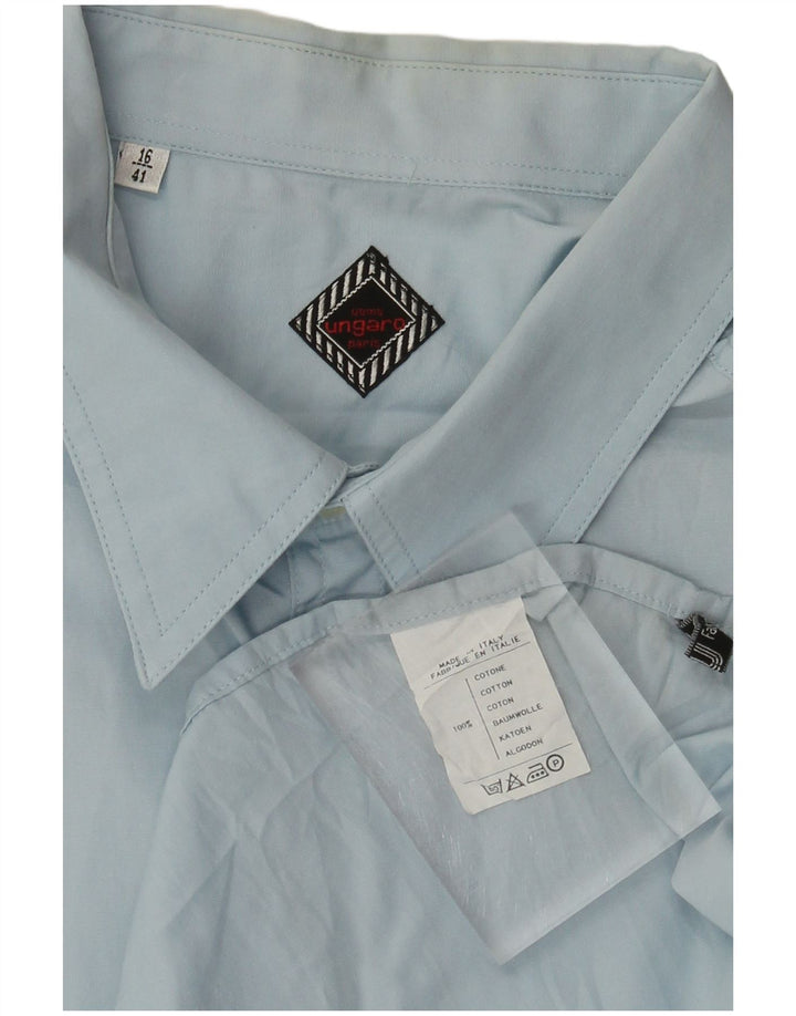 Ungaro Camisa de manga corta para hombre Talla 16 Grande Algodón azul