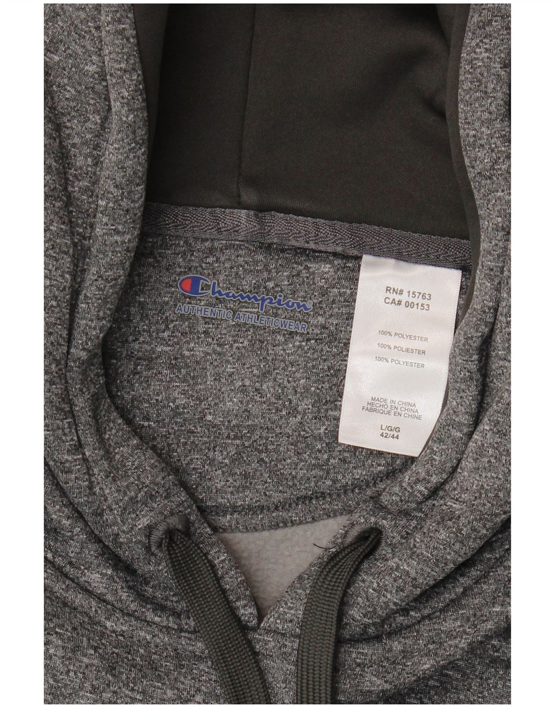 CHAMPION Sudadera con capucha para hombre Jersey grande gris moteado de poliéster