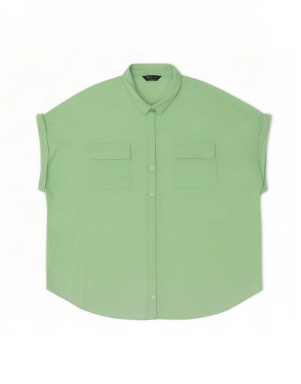 Marks & Spencer Blusa extragrande de manga corta para mujer UK 20 2XL Verde