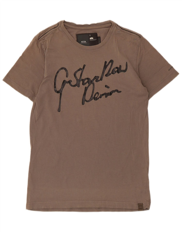 G-Star Hombre Camiseta Gráfica Top Small Marrón Algodón