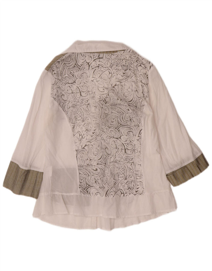 Borgofiori Blusa de manga 3/4 para mujer IT 48 XL Patchwork blanco