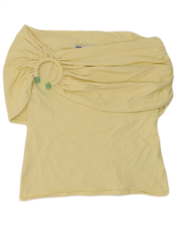 Zara Top con hombros descubiertos para mujer UK 46 Viscosa amarilla grande